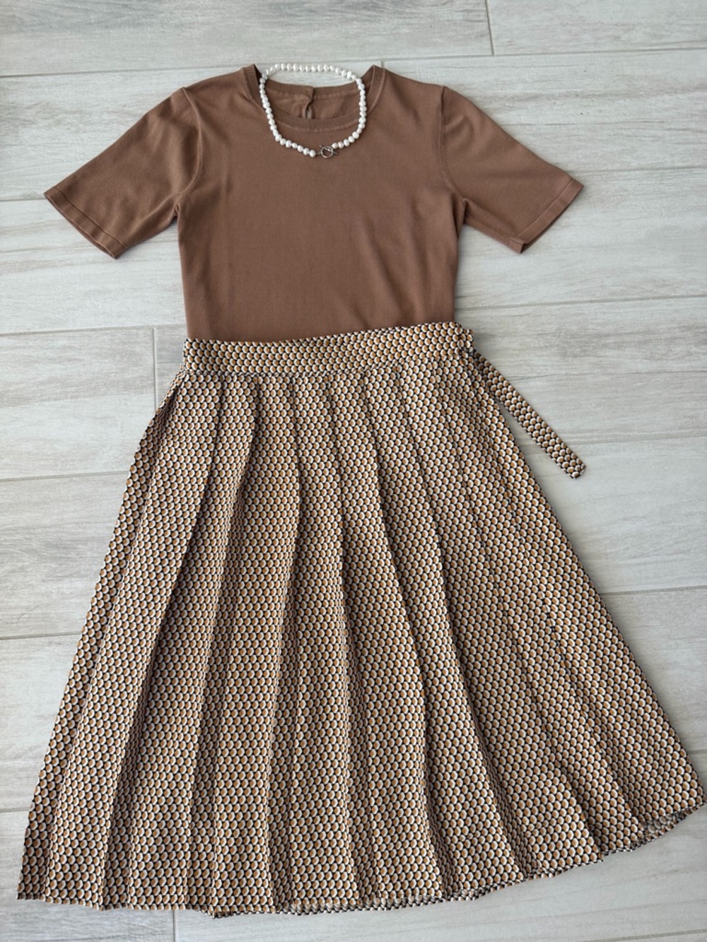 Marks & Spencer Geometric Pleated Wrap Skirt. Size M-L Matching Top for FREE